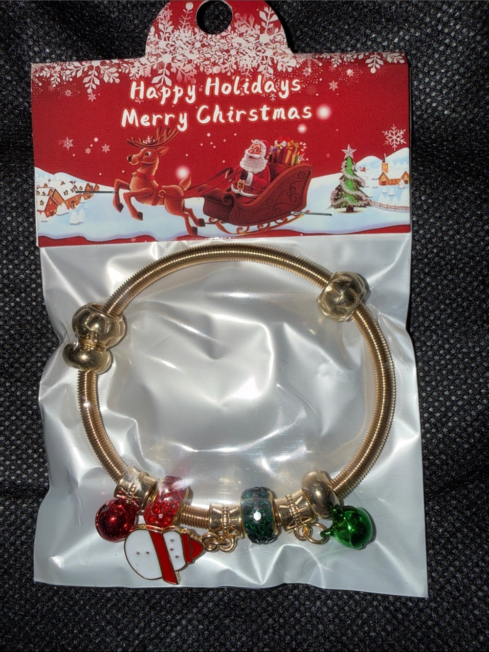 Holiday Charm Bracelet in Gold & Red NWT